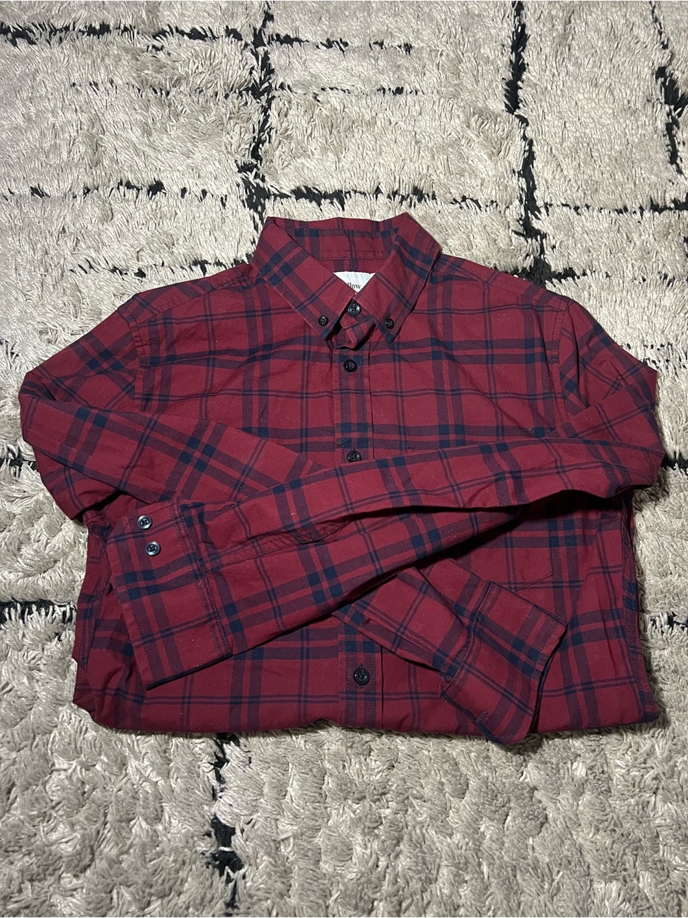 SLIM Goodfellow & Co Red and Black Plaid Button-Down Shirt
